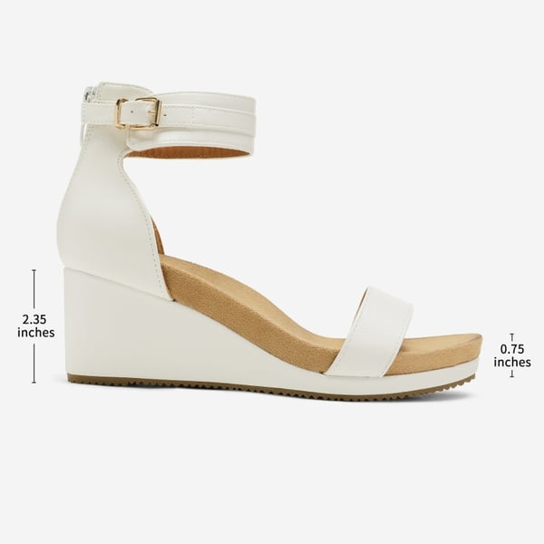 Ankle Strap Platform Wedge Heel Sandals - WHITE PU - 1